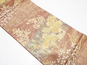 秋草模様織り出し袋帯